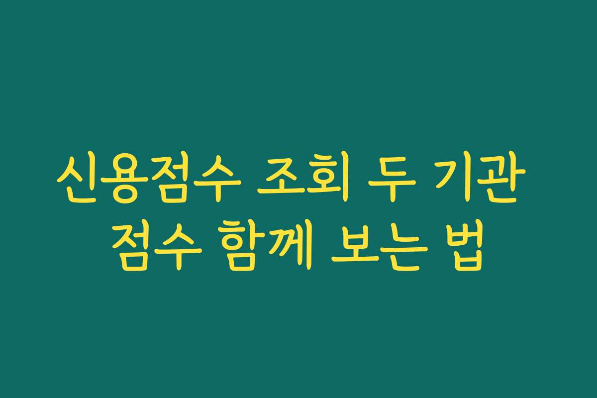 신용점수 조회 두 기관 점수 함께 보는 법