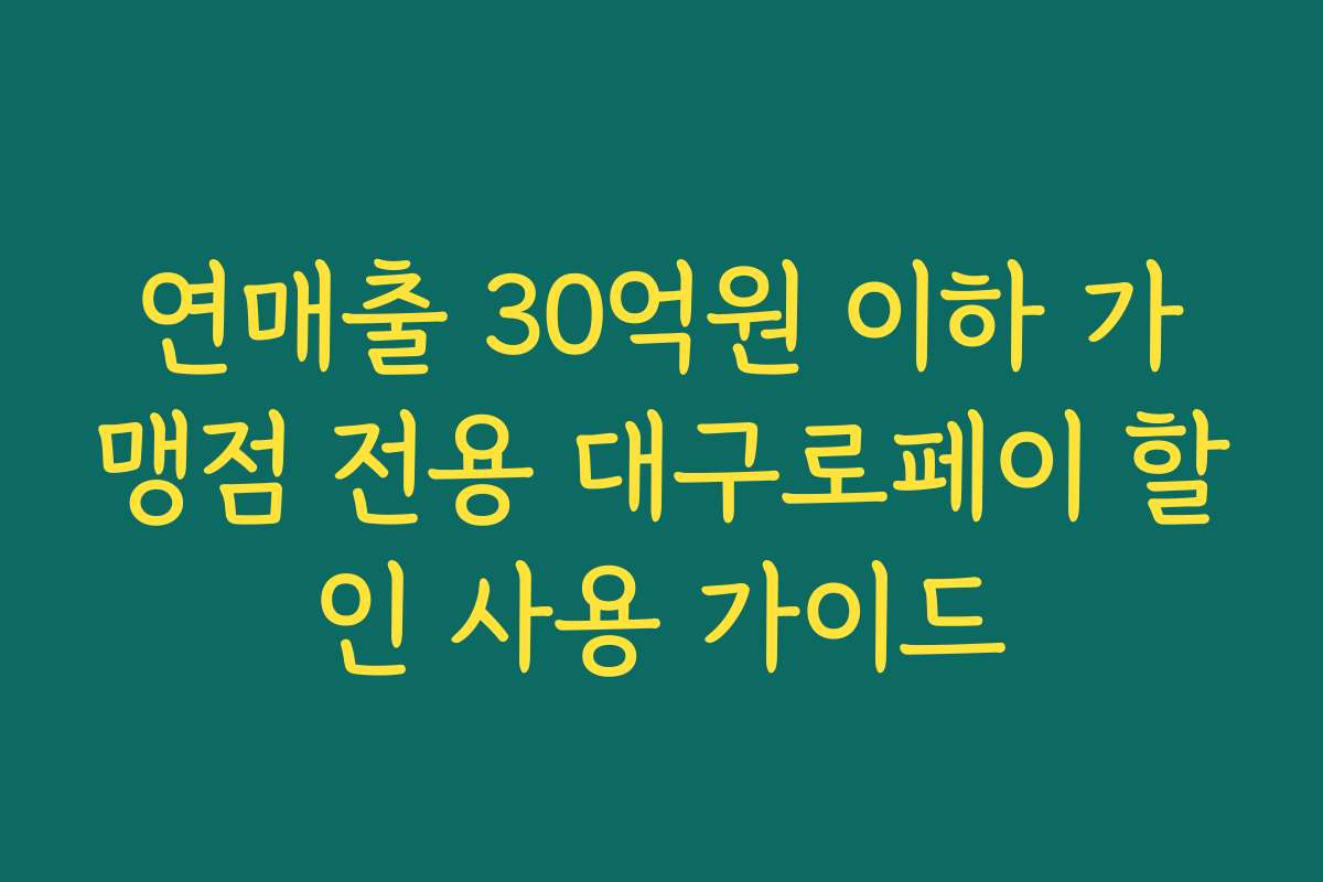 연매출 30억원 이하 가맹점 전용 대구로페이 할인 사용 가이드