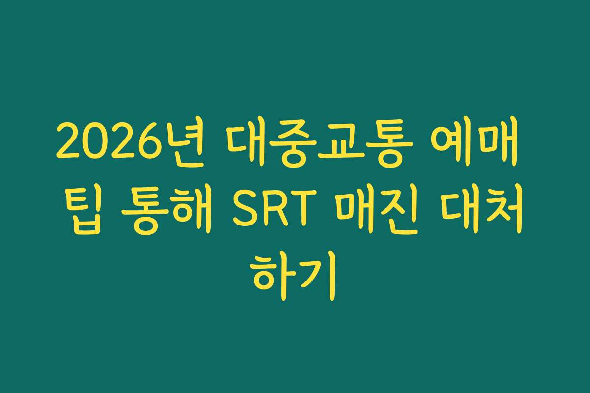 2026년 대중교통 예매 팁 통해 SRT 매진 대처하기