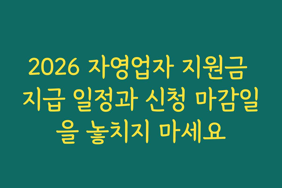 2026 자영업자 지원금 지급 일정과 신청 마감일을 놓치지 마세요