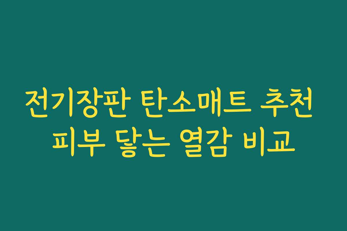 전기장판 탄소매트 추천 피부 닿는 열감 비교