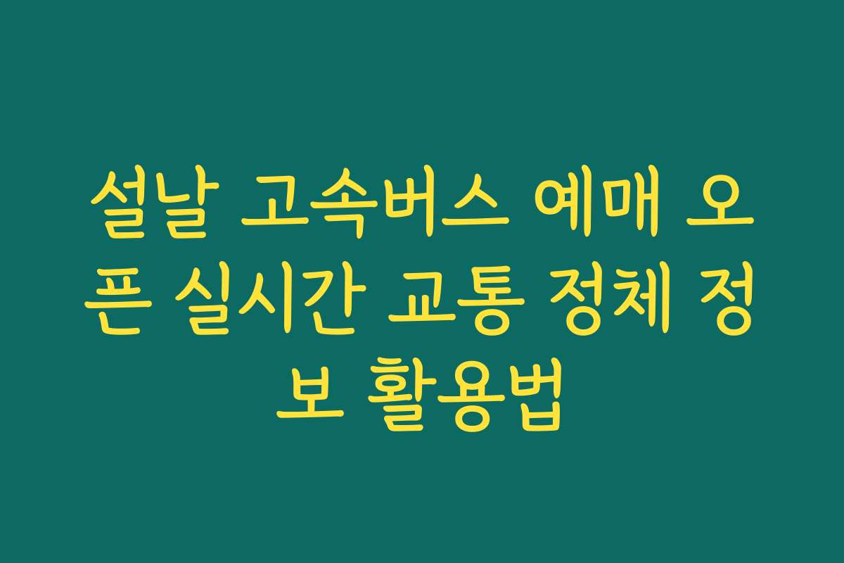 설날 고속버스 예매 오픈 실시간 교통 정체 정보 활용법