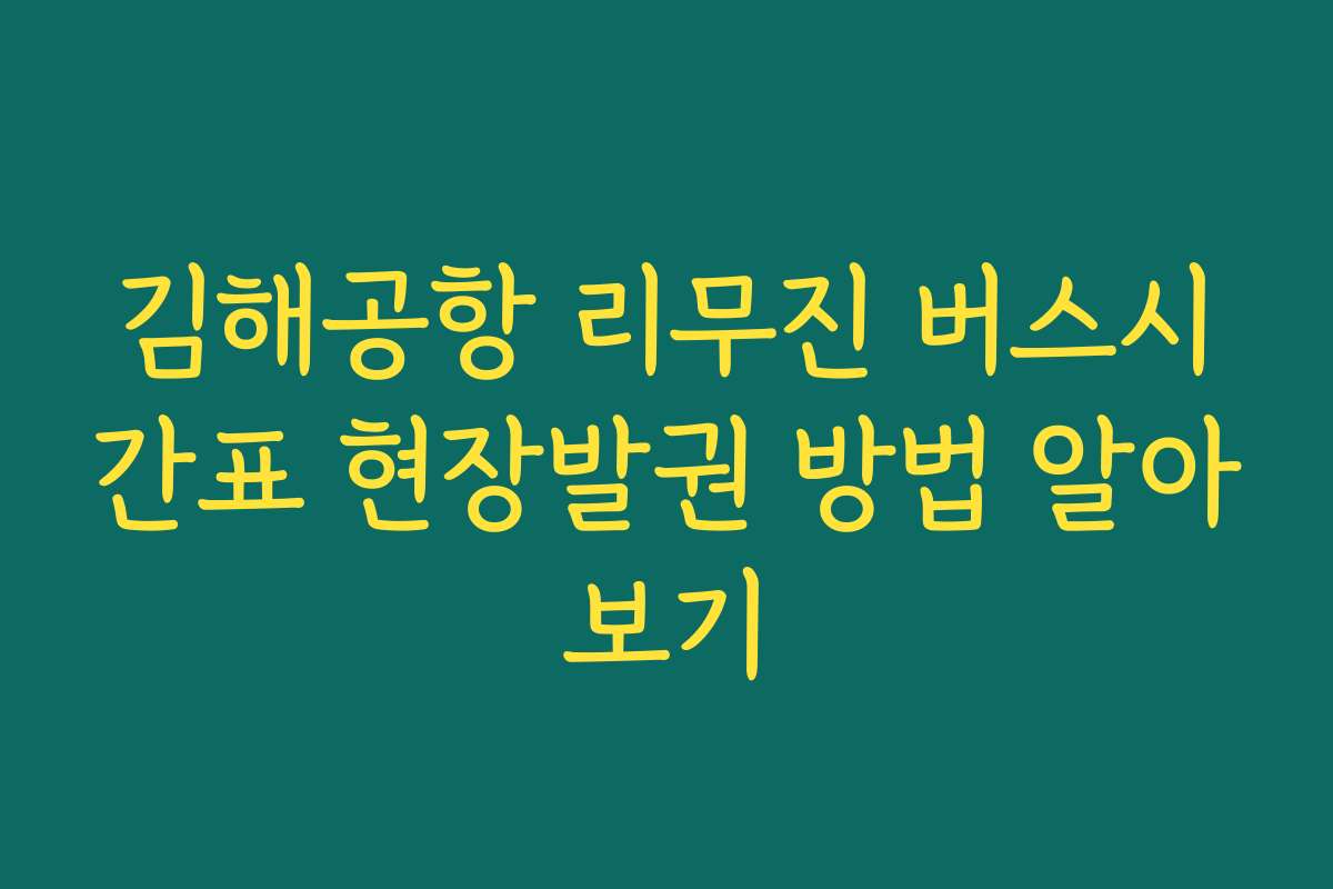 김해공항 리무진 버스시간표 현장발권 방법 알아보기