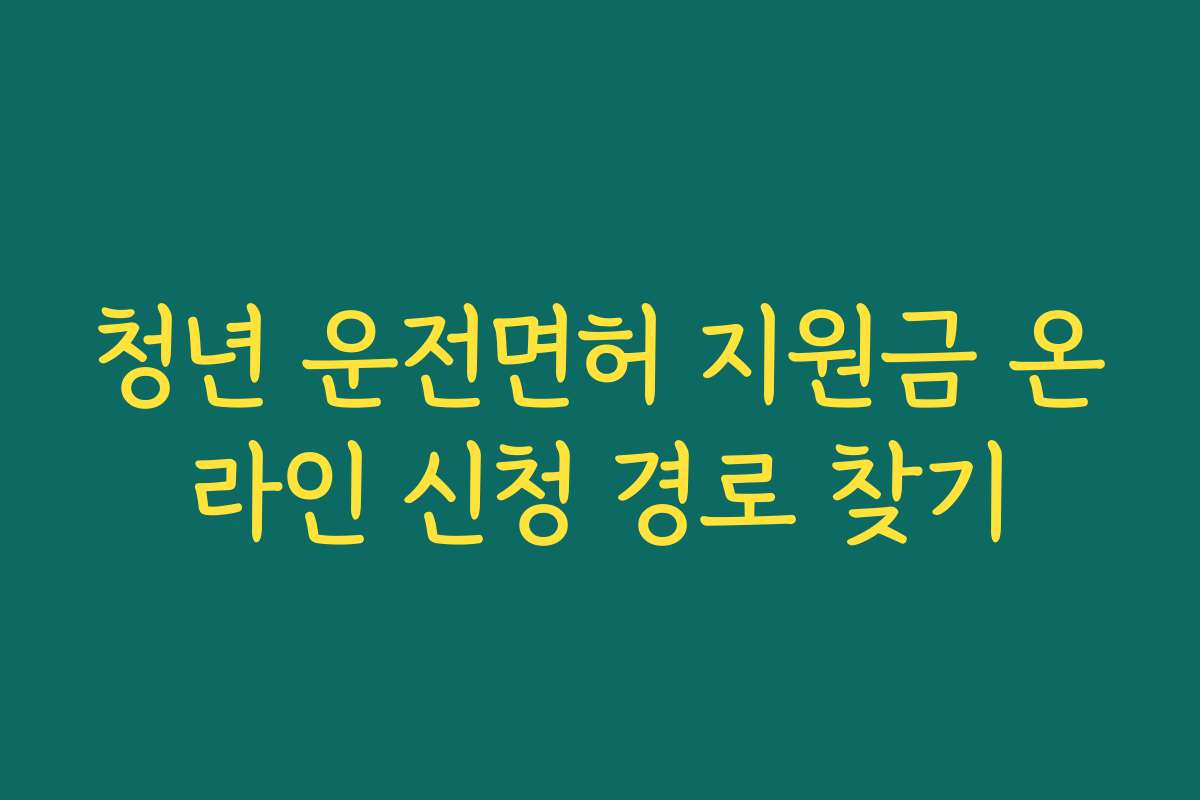 청년 운전면허 지원금 온라인 신청 경로 찾기