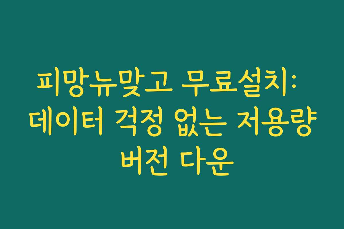 피망뉴맞고 무료설치: 데이터 걱정 없는 저용량 버전 다운
