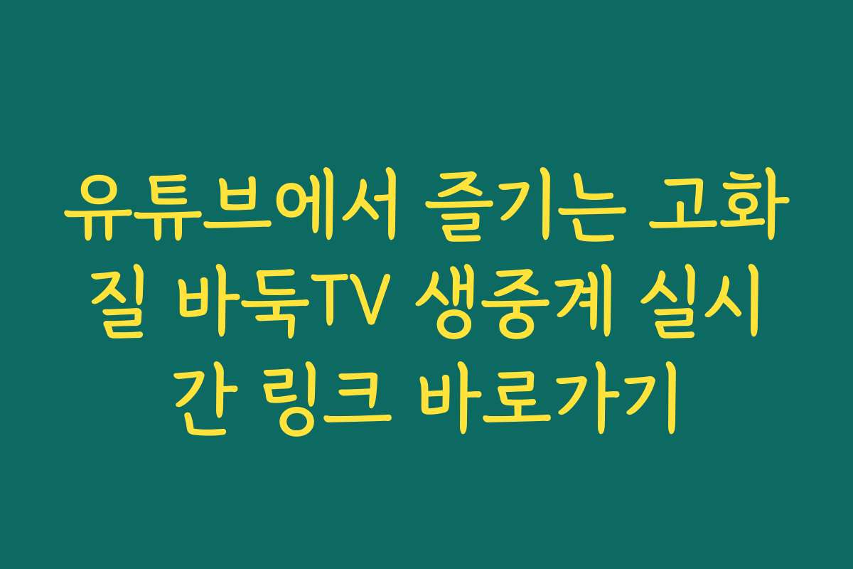 유튜브에서 즐기는 고화질 바둑TV 생중계 실시간 링크 바로가기