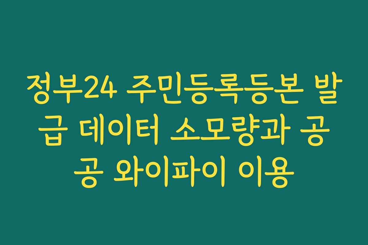 정부24 주민등록등본 발급 데이터 소모량과 공공 와이파이 이용