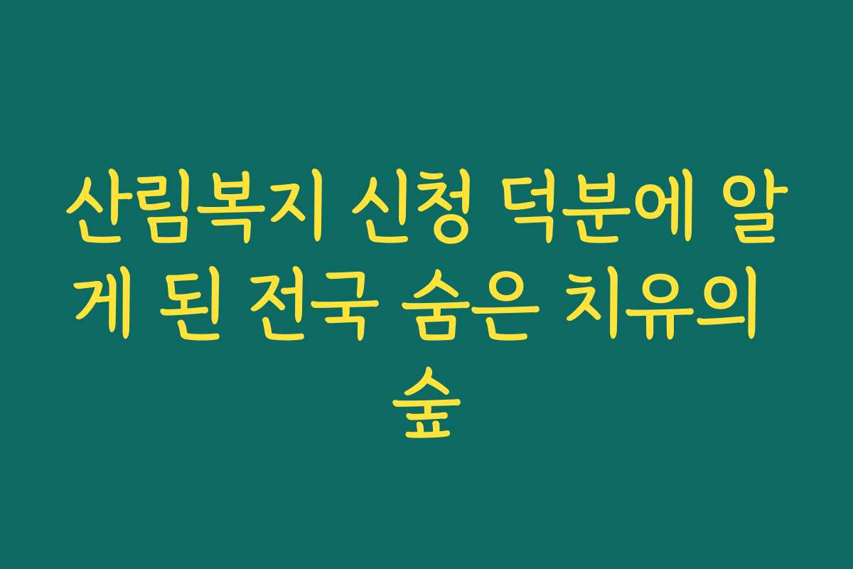 산림복지 신청 덕분에 알게 된 전국 숨은 치유의 숲