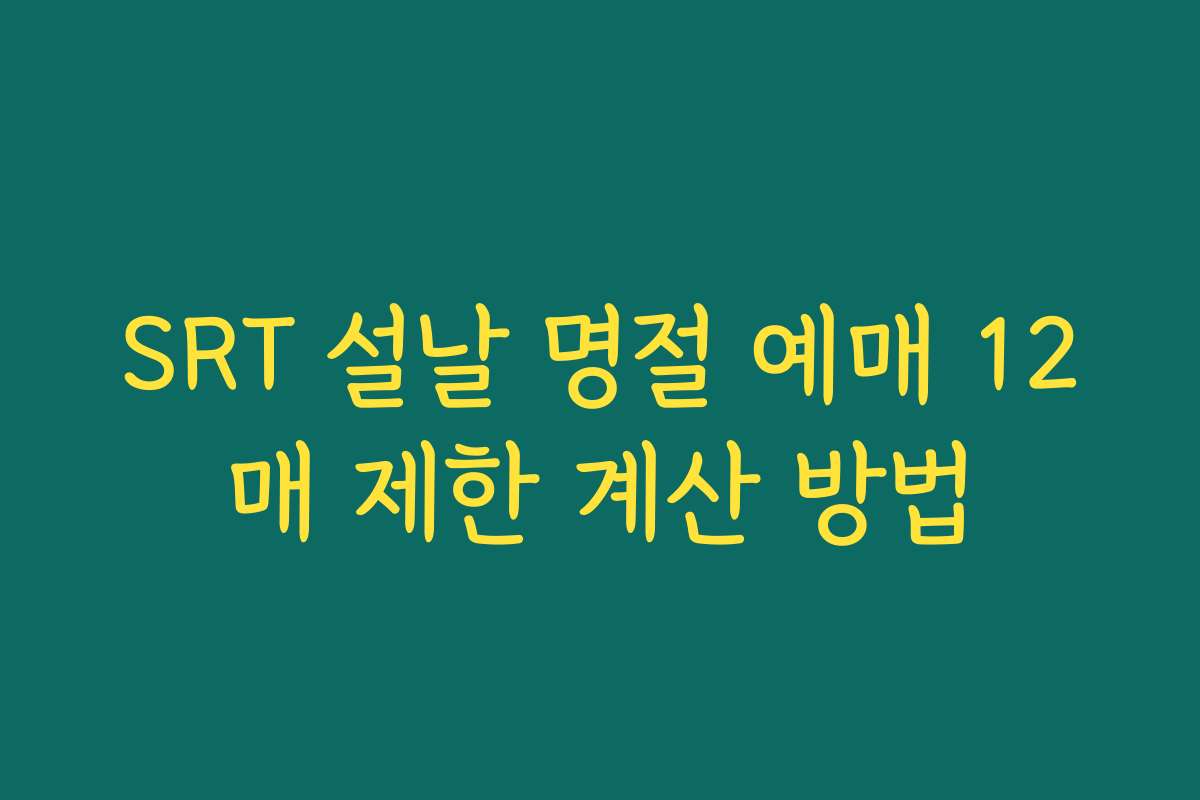 SRT 설날 명절 예매 12매 제한 계산 방법