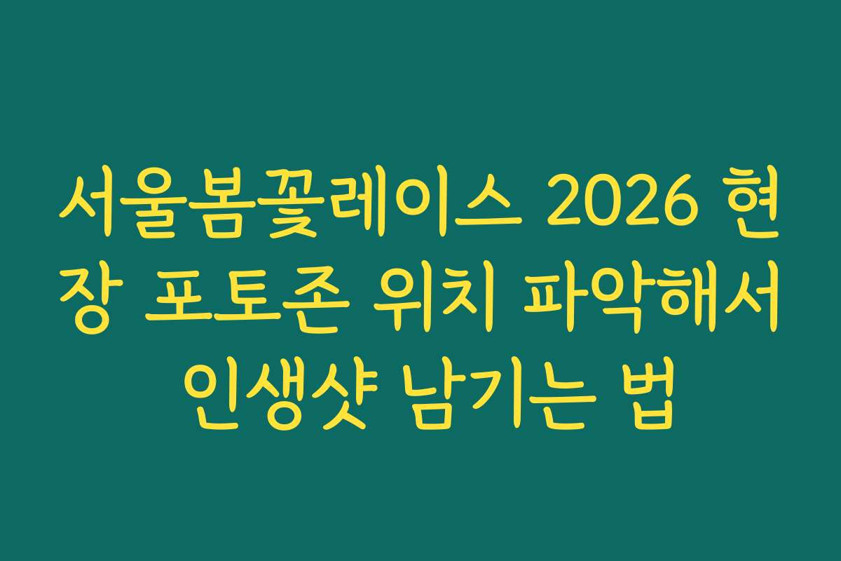 서울봄꽃레이스 2026 현장 포토존 위치 파악해서 인생샷 남기는 법