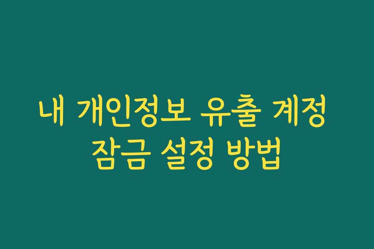 내 개인정보 유출 계정 잠금 설정 방법