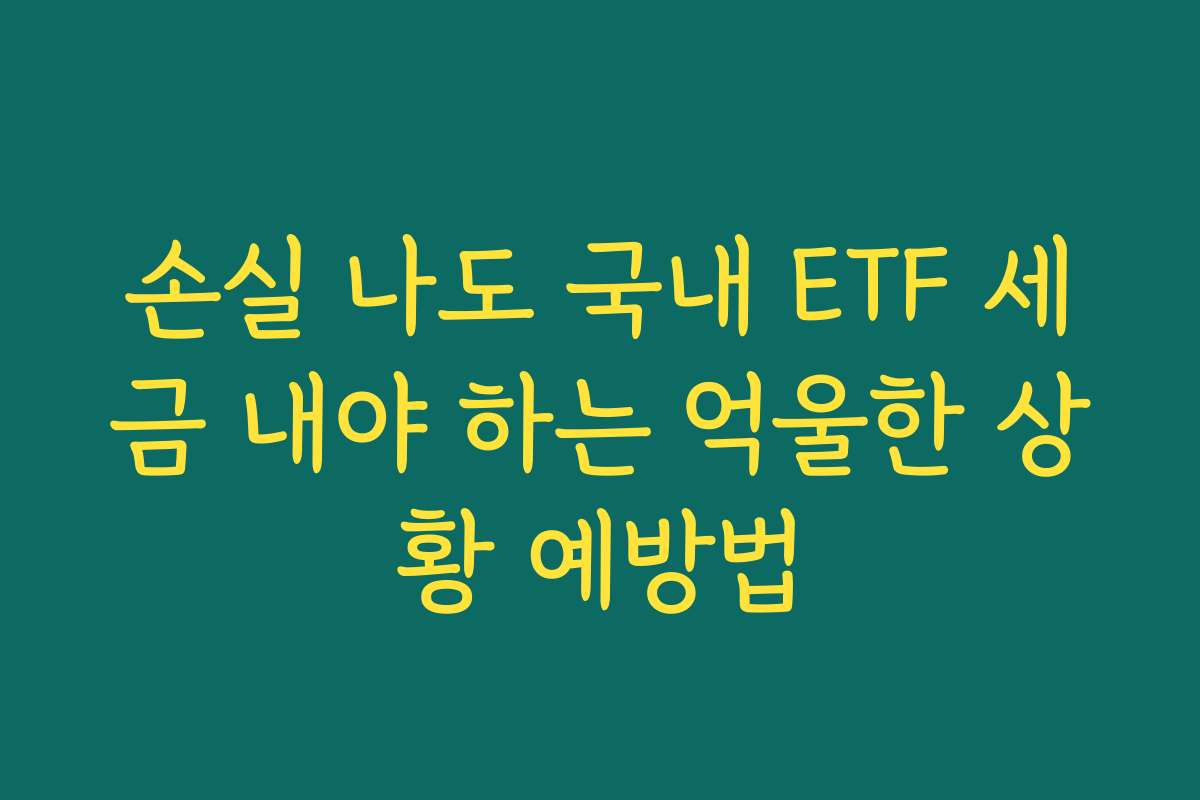 손실 나도 국내 ETF 세금 내야 하는 억울한 상황 예방법