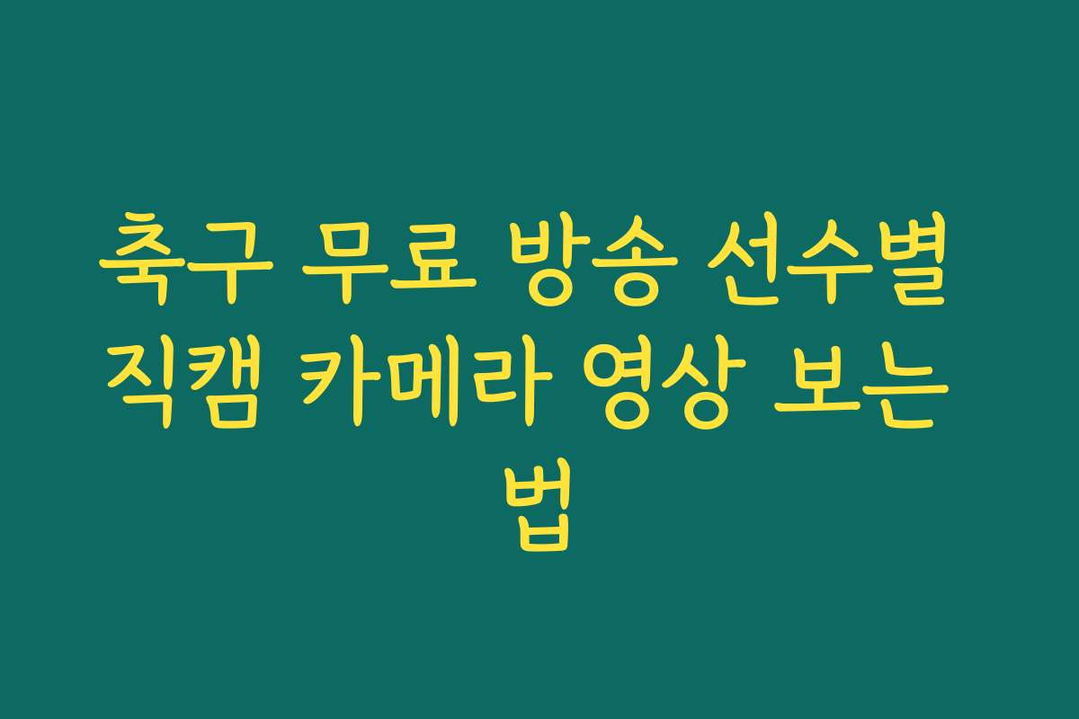 축구 무료 방송 선수별 직캠 카메라 영상 보는 법