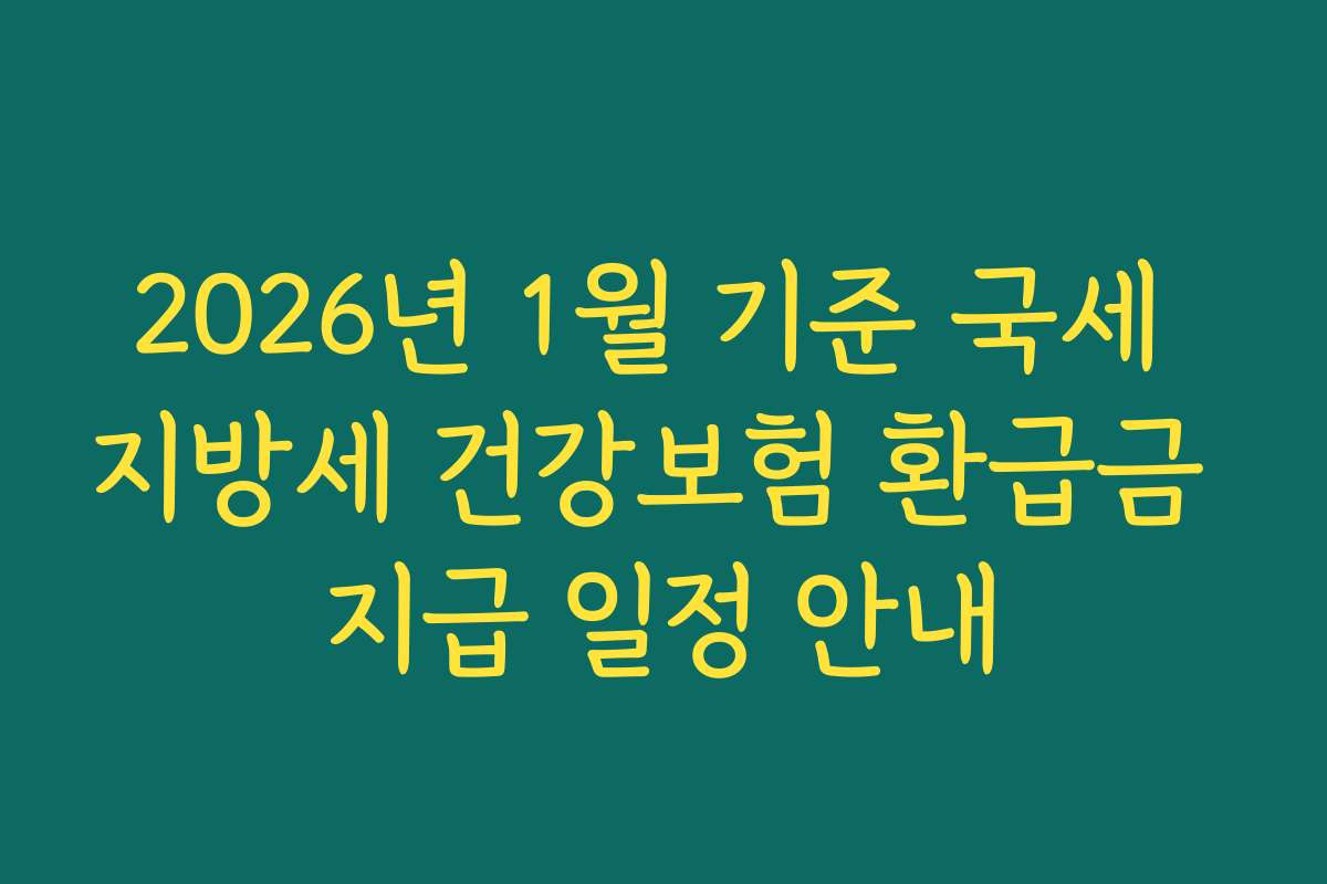 2026년 1월 기준 국세 지방세 건강보험 환급금 지급 일정 안내