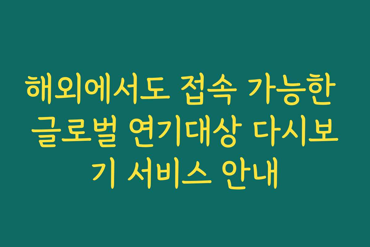 해외에서도 접속 가능한 글로벌 연기대상 다시보기 서비스 안내