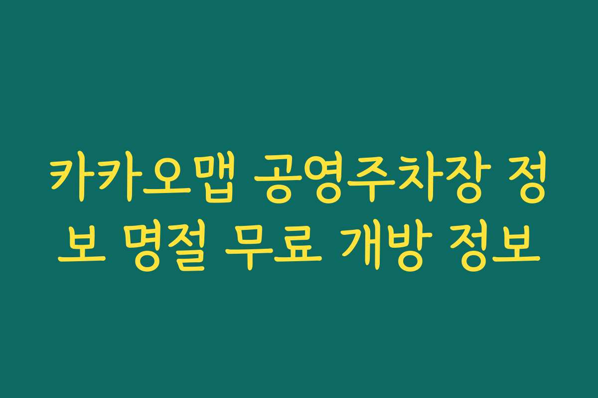 카카오맵 공영주차장 정보 명절 무료 개방 정보