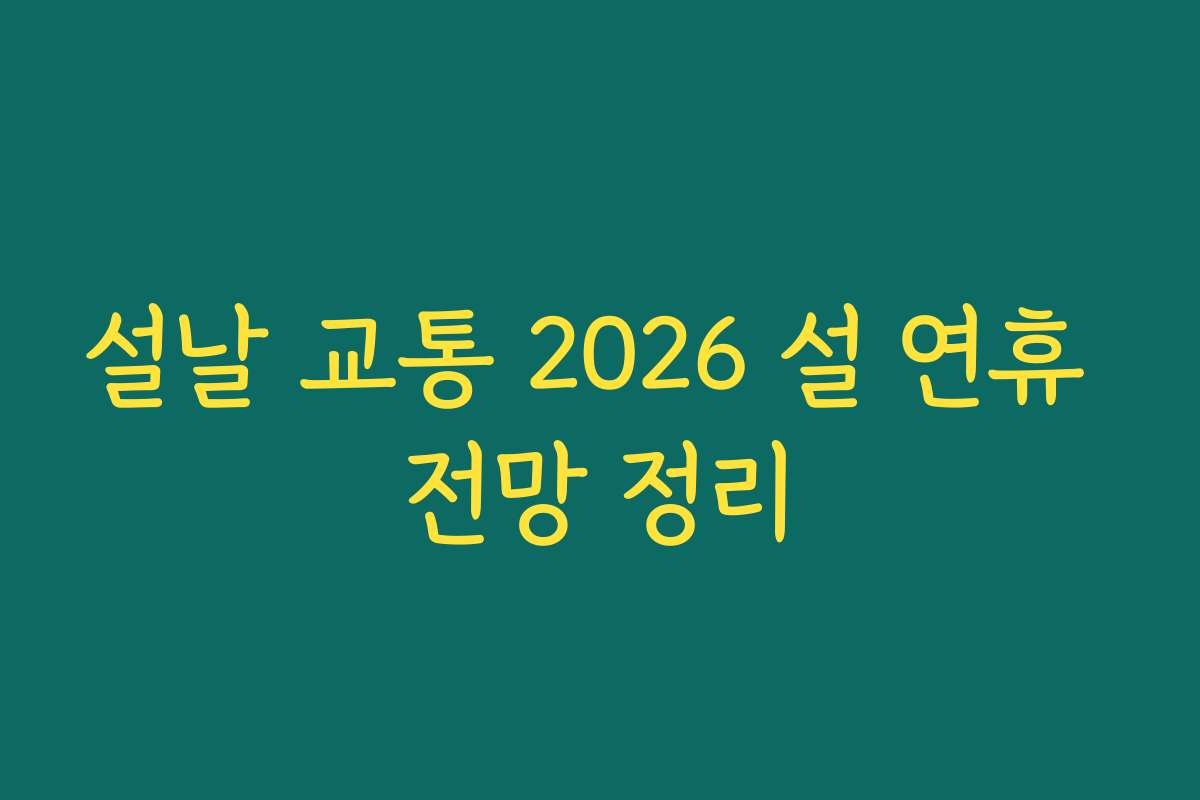 설날 교통 2026 설 연휴 전망 정리