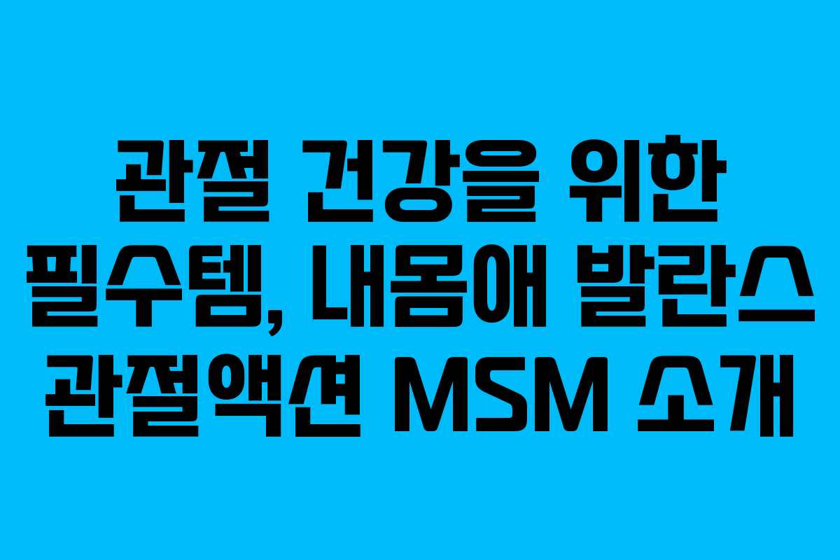 관절 건강을 위한 필수템, 내몸애 발란스 관절액션 MSM 소개
