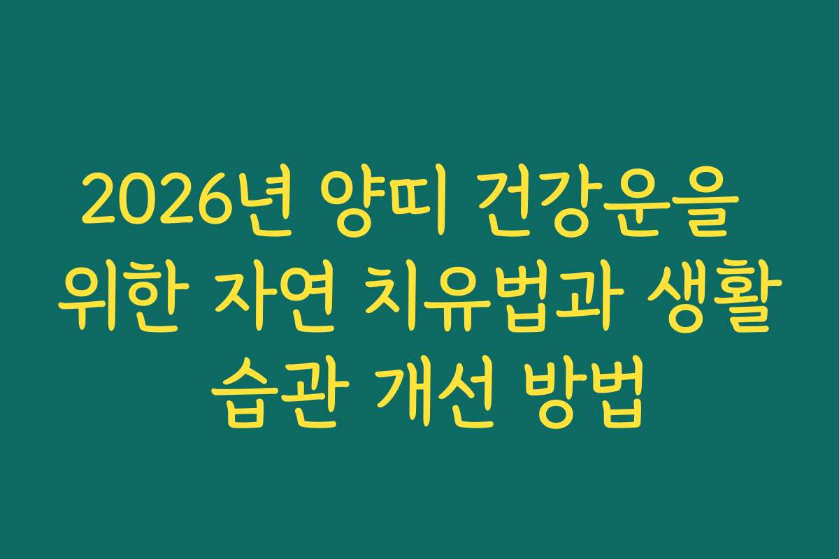 2026년 양띠 건강운을 위한 자연 치유법과 생활 습관 개선 방법
