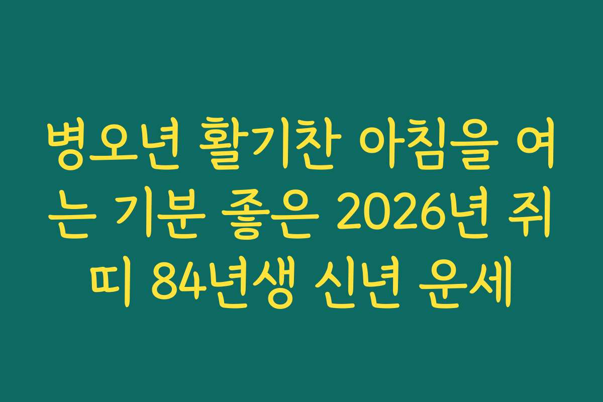 병오년 활기찬 아침을 여는 기분 좋은 2026년 쥐띠 84년생 신년 운세