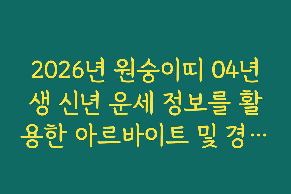 2026년 원숭이띠 04년생 신년 운세 정보를 활용한 아르바이트 및 경제 자립