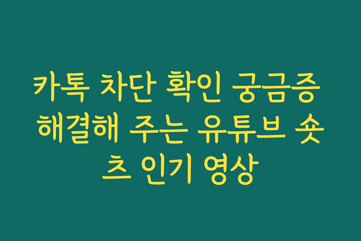 카톡 차단 확인 궁금증 해결해 주는 유튜브 숏츠 인기 영상