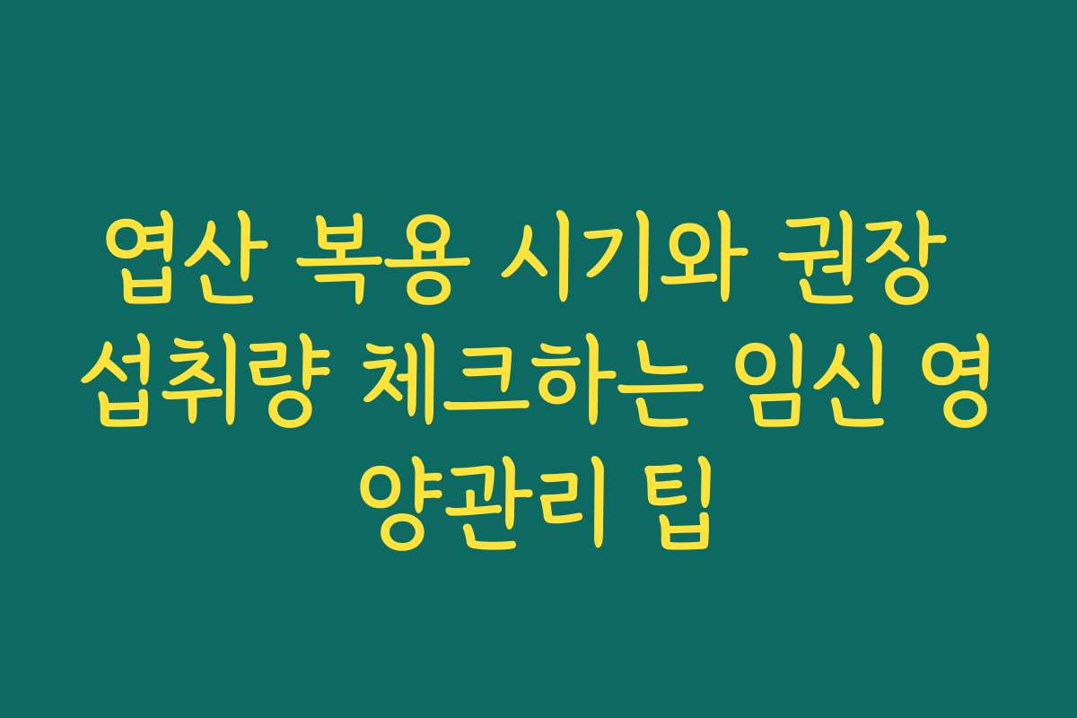 엽산 복용 시기와 권장 섭취량 체크하는 임신 영양관리 팁