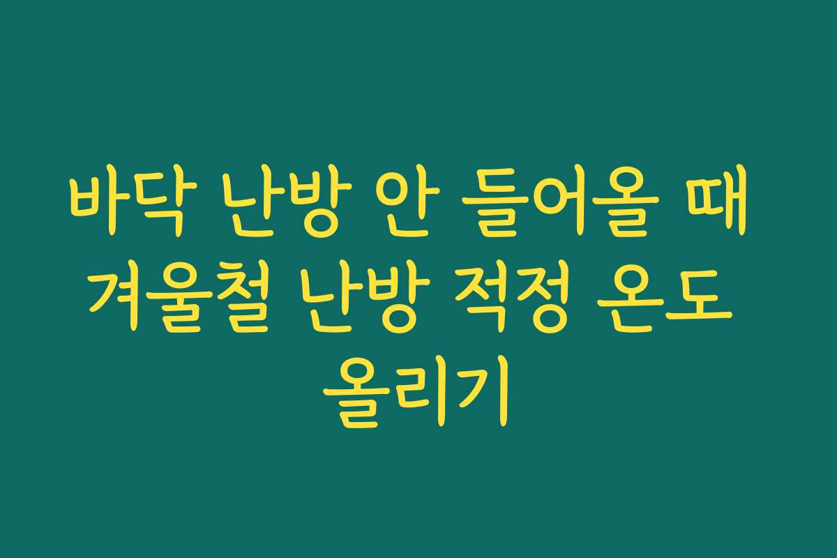 바닥 난방 안 들어올 때 겨울철 난방 적정 온도 올리기