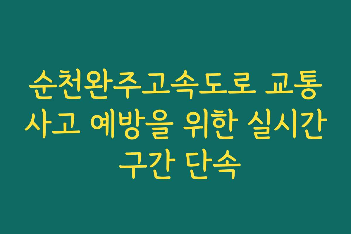 순천완주고속도로 교통사고 예방을 위한 실시간 구간 단속