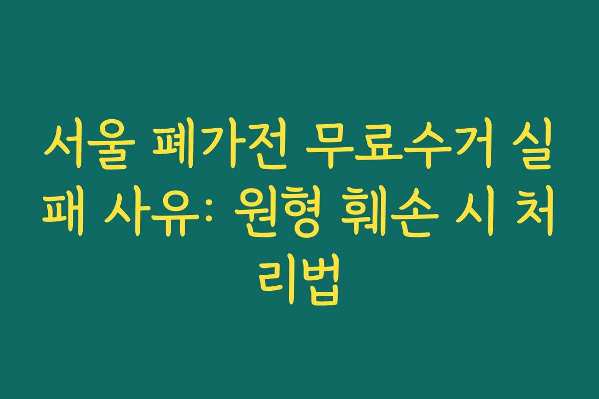 서울 폐가전 무료수거 실패 사유: 원형 훼손 시 처리법