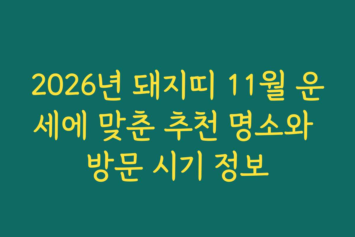 2026년 돼지띠 11월 운세에 맞춘 추천 명소와 방문 시기 정보