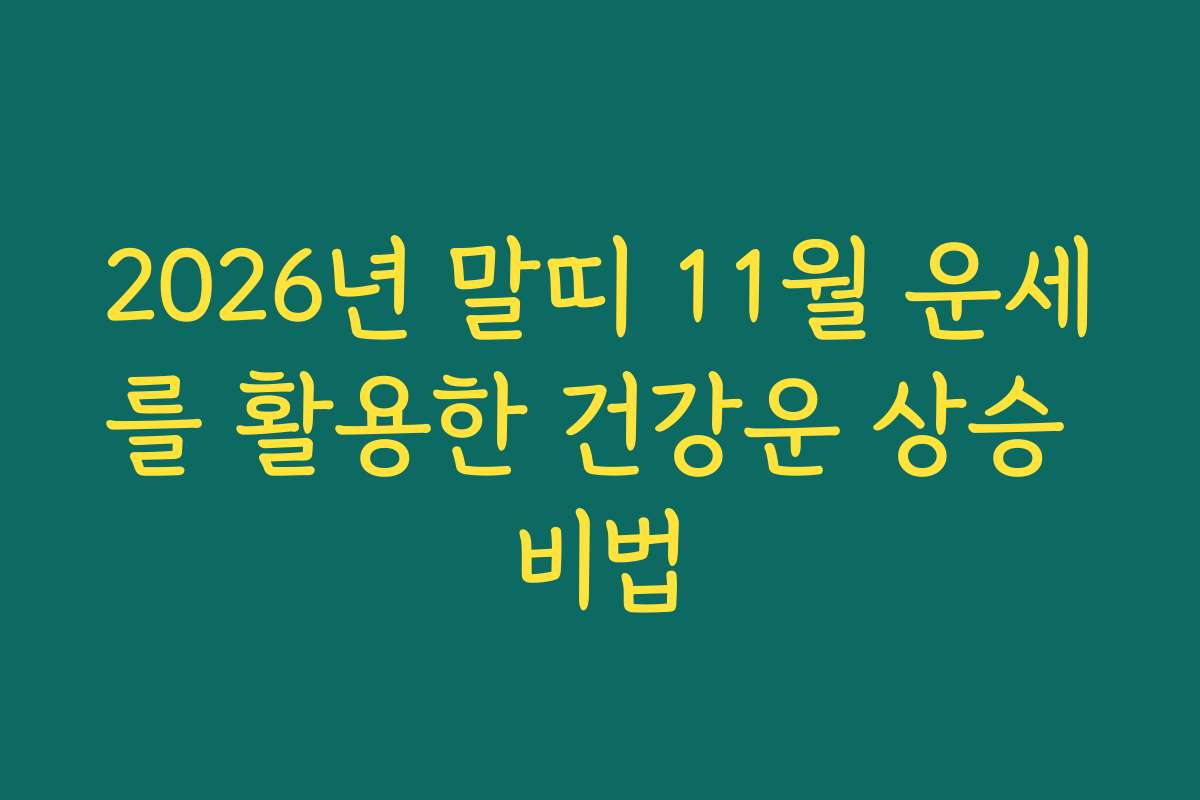 2026년 말띠 11월 운세를 활용한 건강운 상승 비법