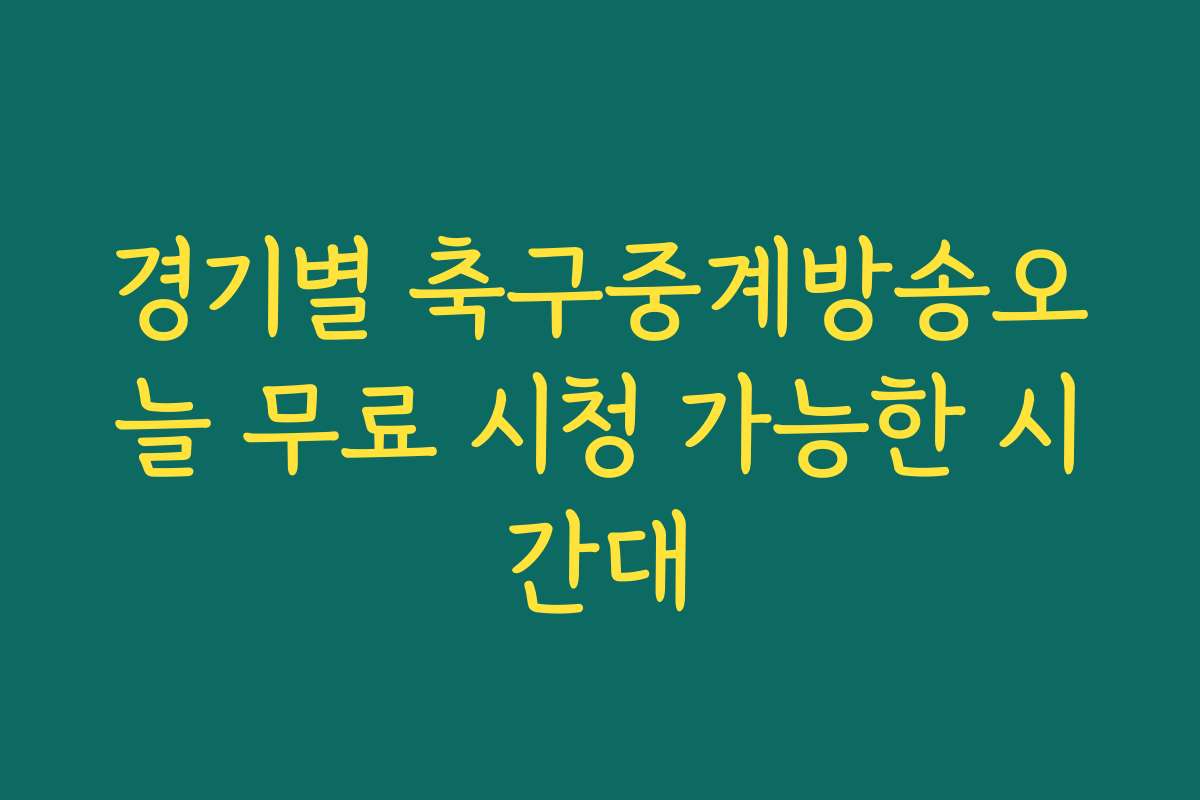 경기별 축구중계방송오늘 무료 시청 가능한 시간대