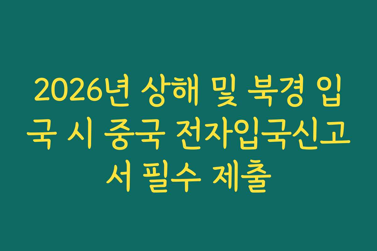 2026년 상해 및 북경 입국 시 중국 전자입국신고서 필수 제출