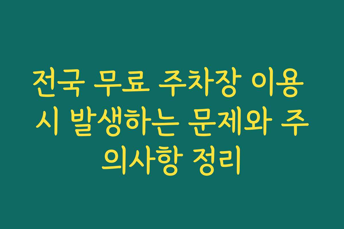 전국 무료 주차장 이용 시 발생하는 문제와 주의사항 정리
