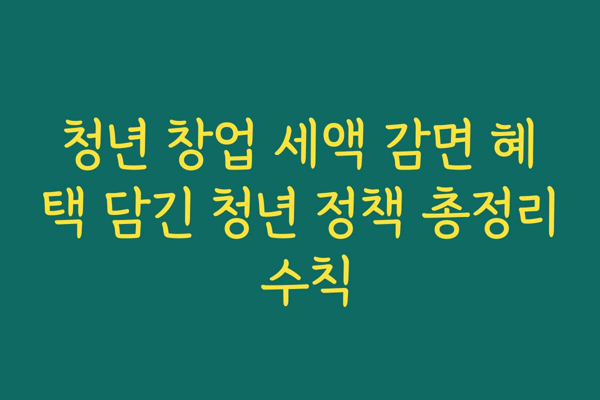 청년 창업 세액 감면 혜택 담긴 청년 정책 총정리 수칙