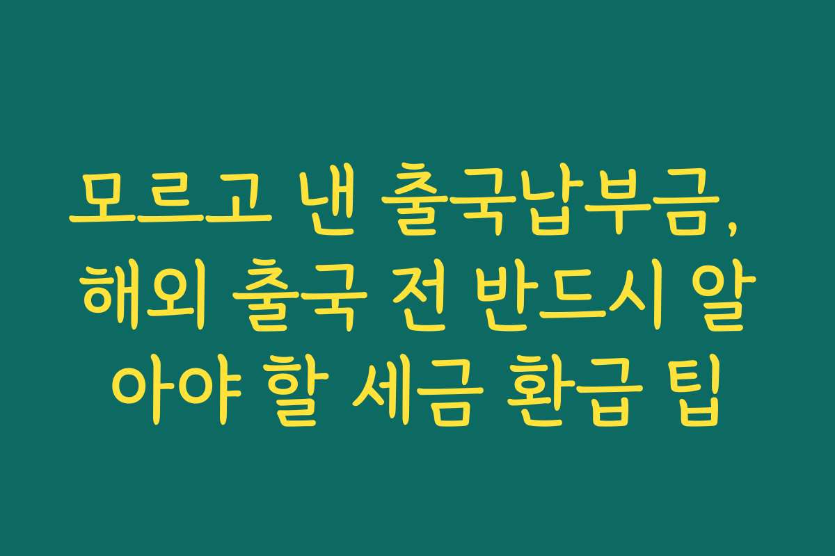 모르고 낸 출국납부금, 해외 출국 전 반드시 알아야 할 세금 환급 팁