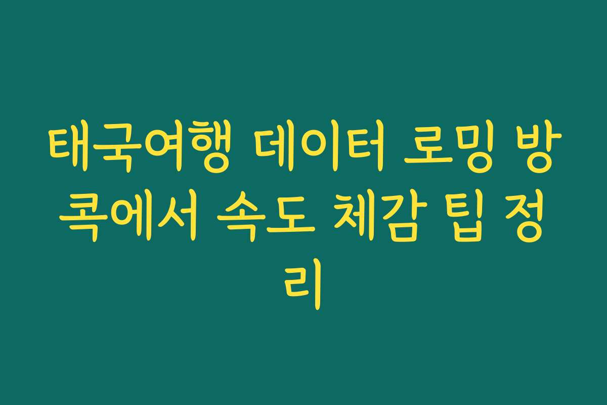태국여행 데이터 로밍 방콕에서 속도 체감 팁 정리