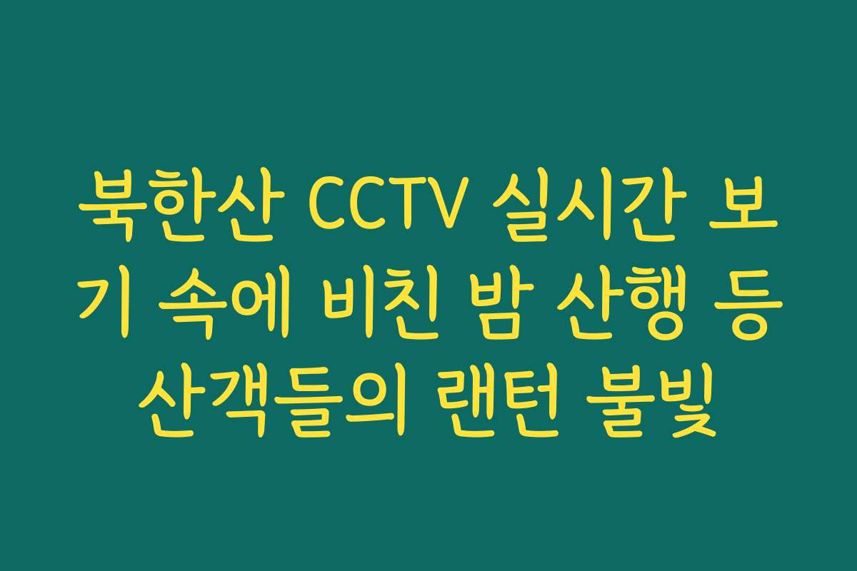 북한산 CCTV 실시간 보기 속에 비친 밤 산행 등산객들의 랜턴 불빛
