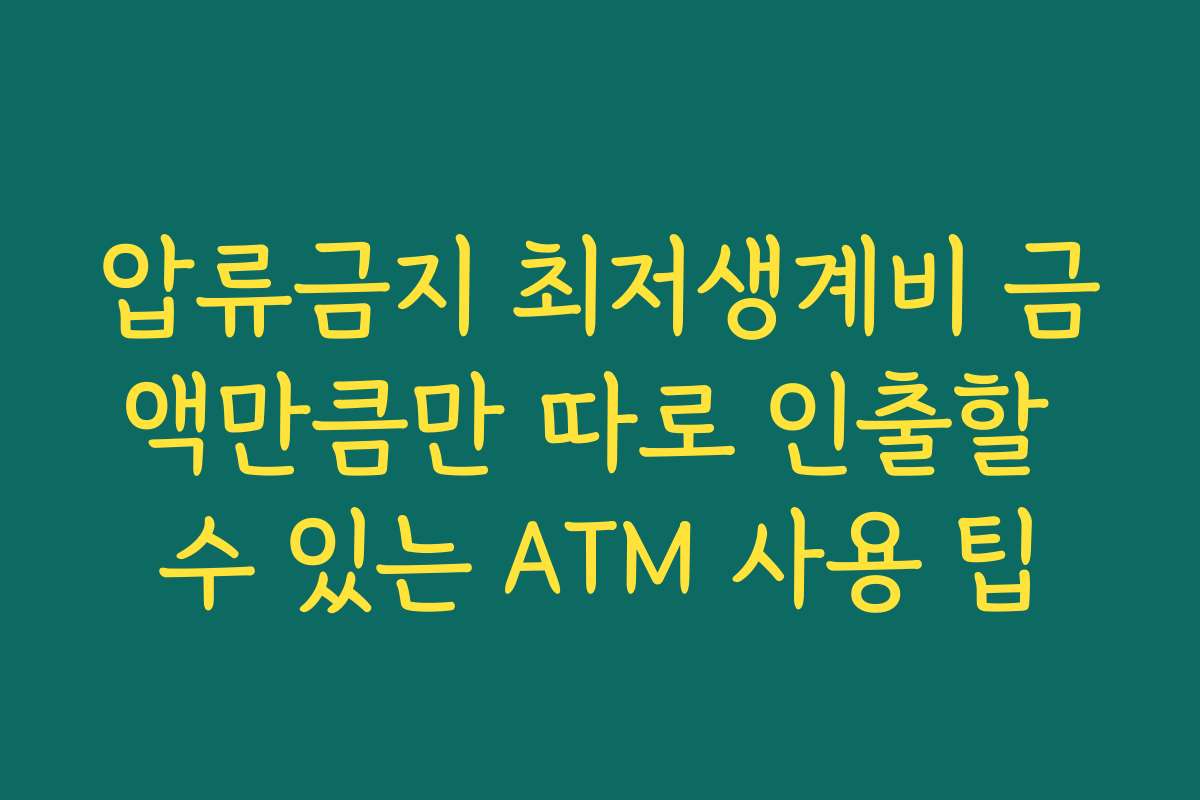 압류금지 최저생계비 금액만큼만 따로 인출할 수 있는 ATM 사용 팁