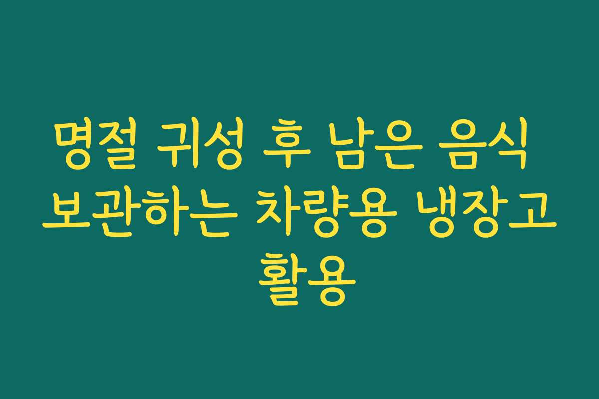 명절 귀성 후 남은 음식 보관하는 차량용 냉장고 활용