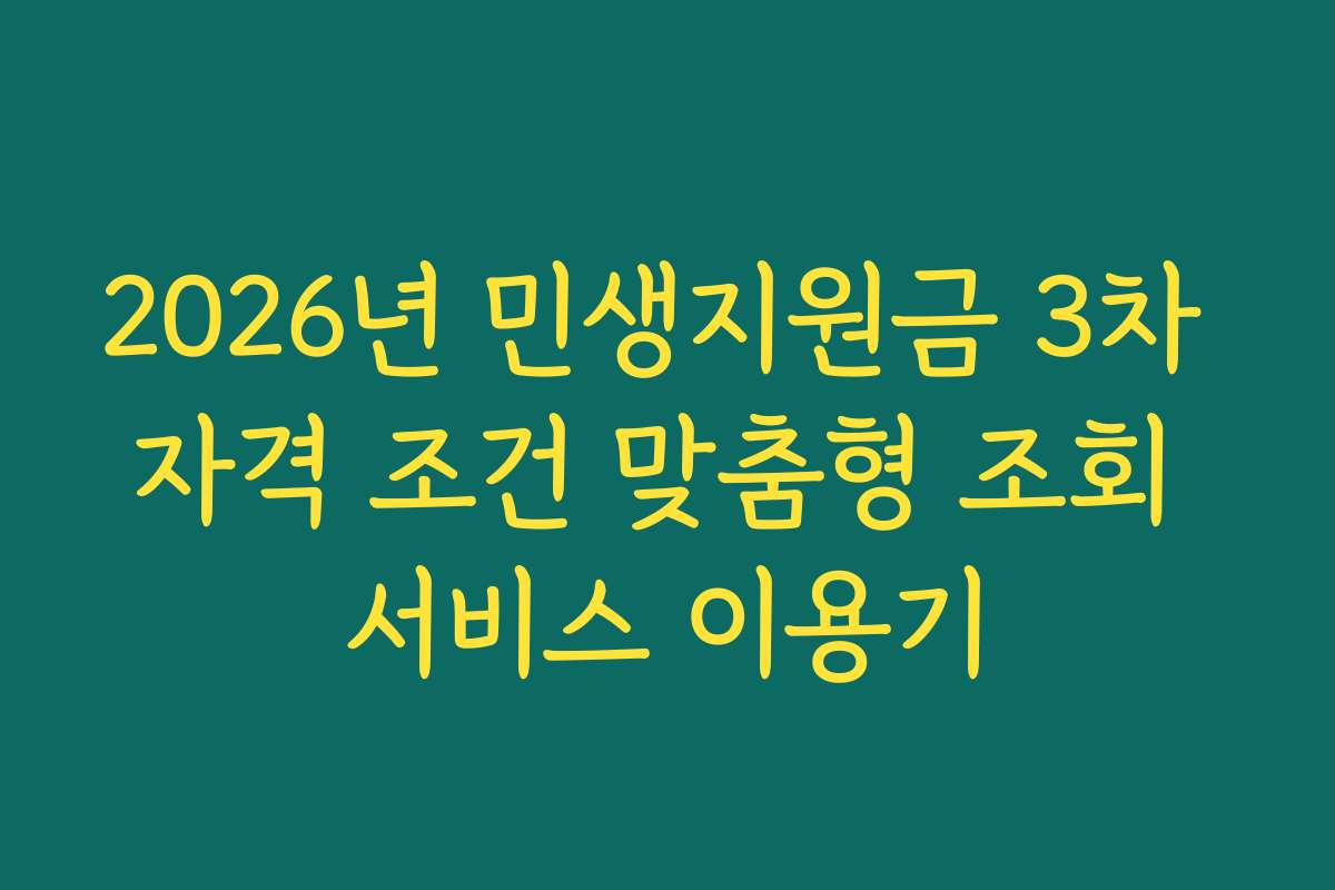 2026년 민생지원금 3차 자격 조건 맞춤형 조회 서비스 이용기