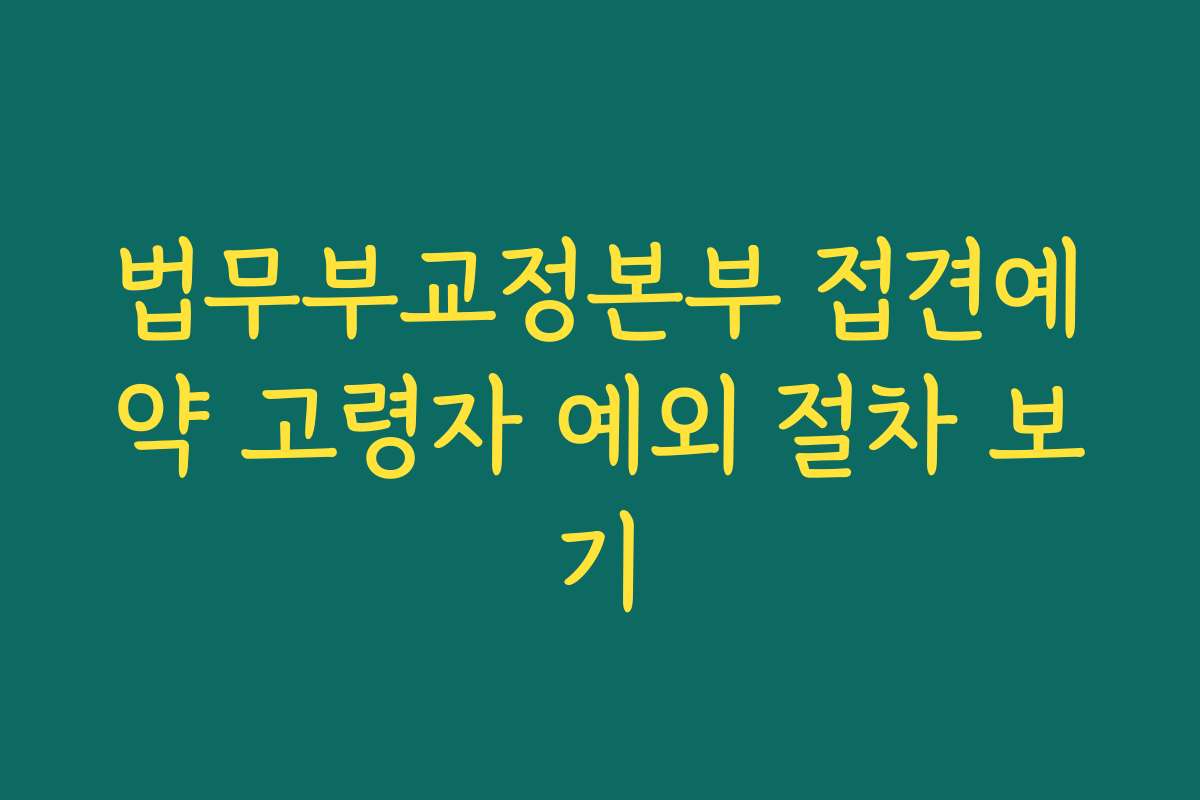 법무부교정본부 접견예약 고령자 예외 절차 보기