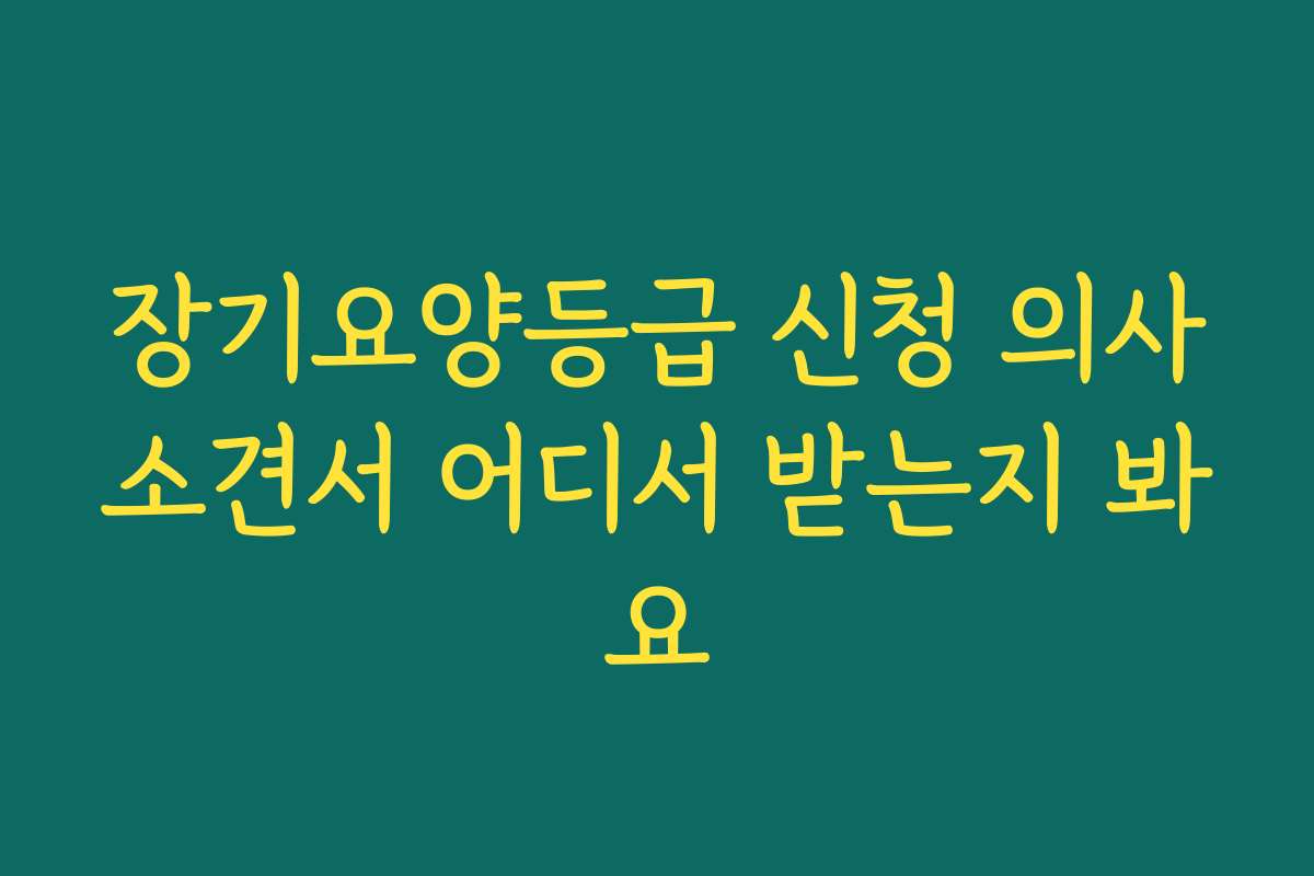 장기요양등급 신청 의사소견서 어디서 받는지 봐요