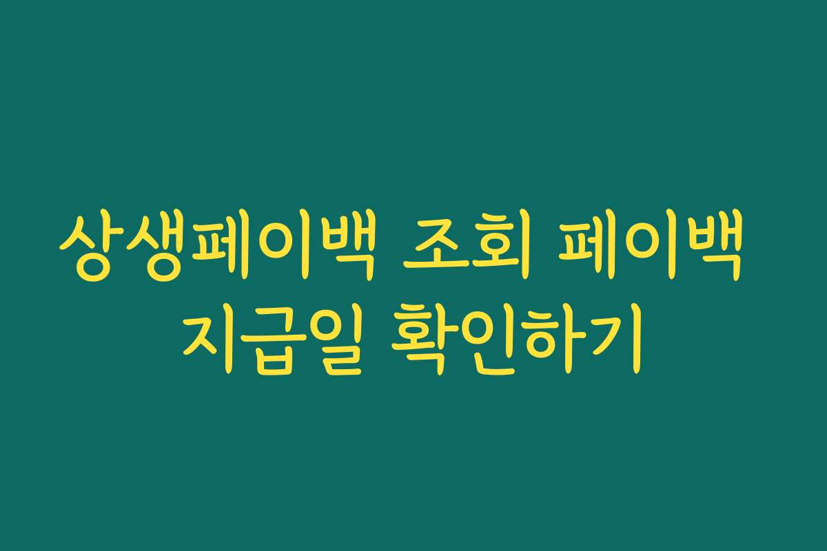 상생페이백 조회 페이백 지급일 확인하기