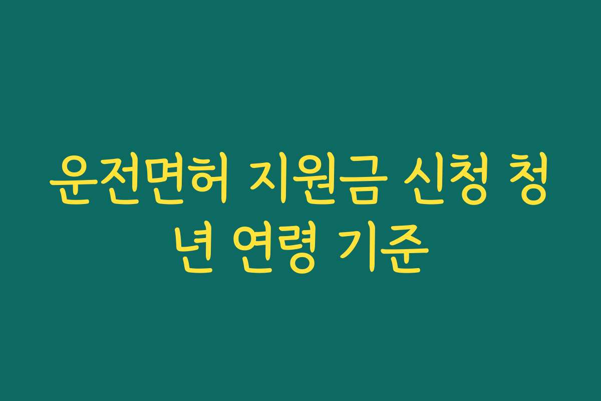 운전면허 지원금 신청 청년 연령 기준
