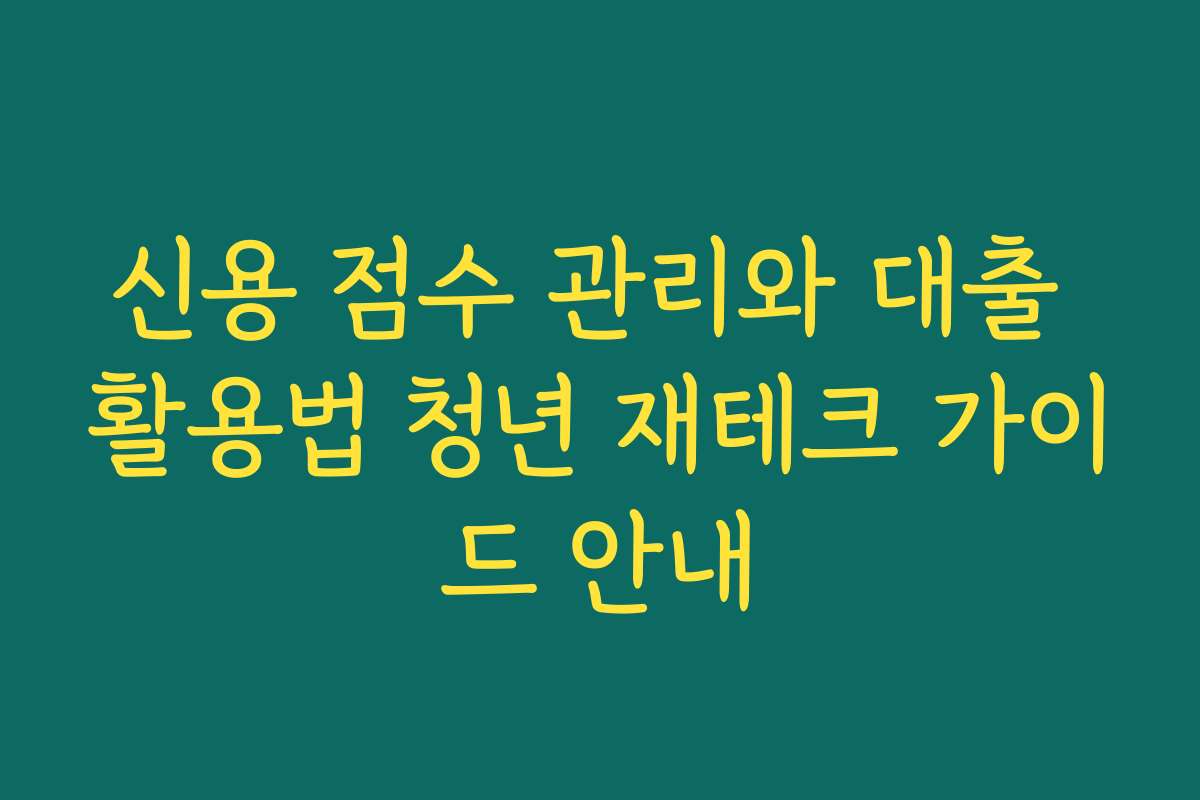 신용 점수 관리와 대출 활용법 청년 재테크 가이드 안내