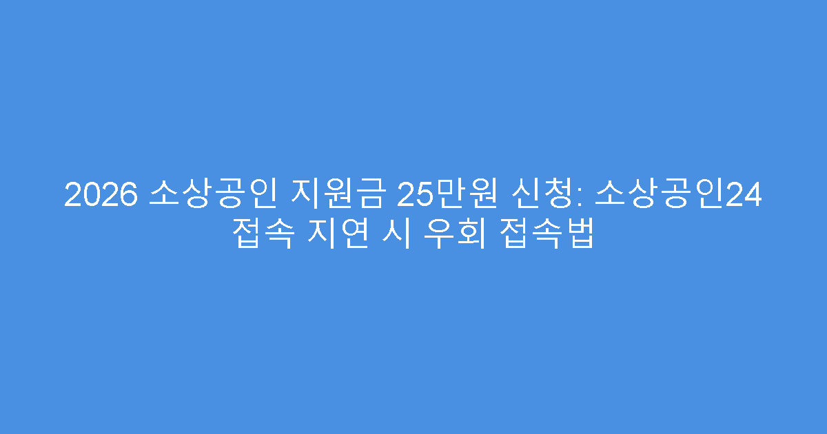 2026 소상공인 지원금 25만원 신청: 소상공인24 접속 지연 시 우회 접속법