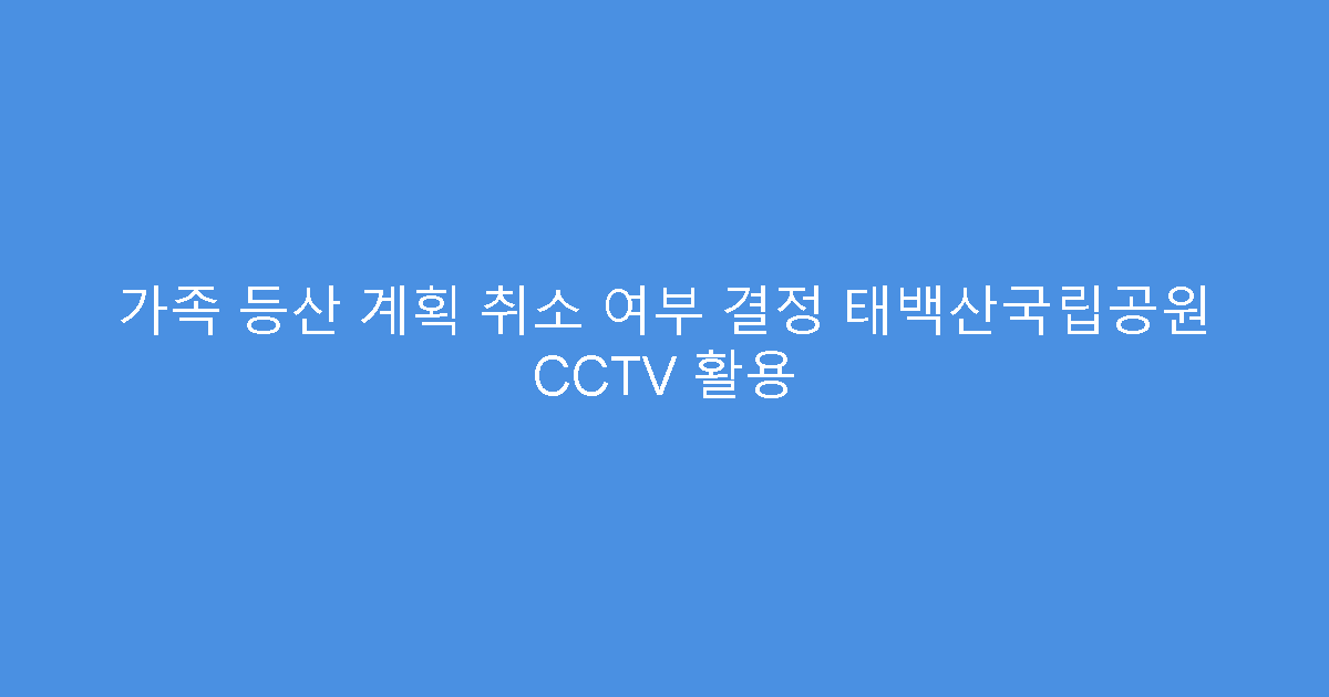 가족 등산 계획 취소 여부 결정 태백산국립공원 CCTV 활용