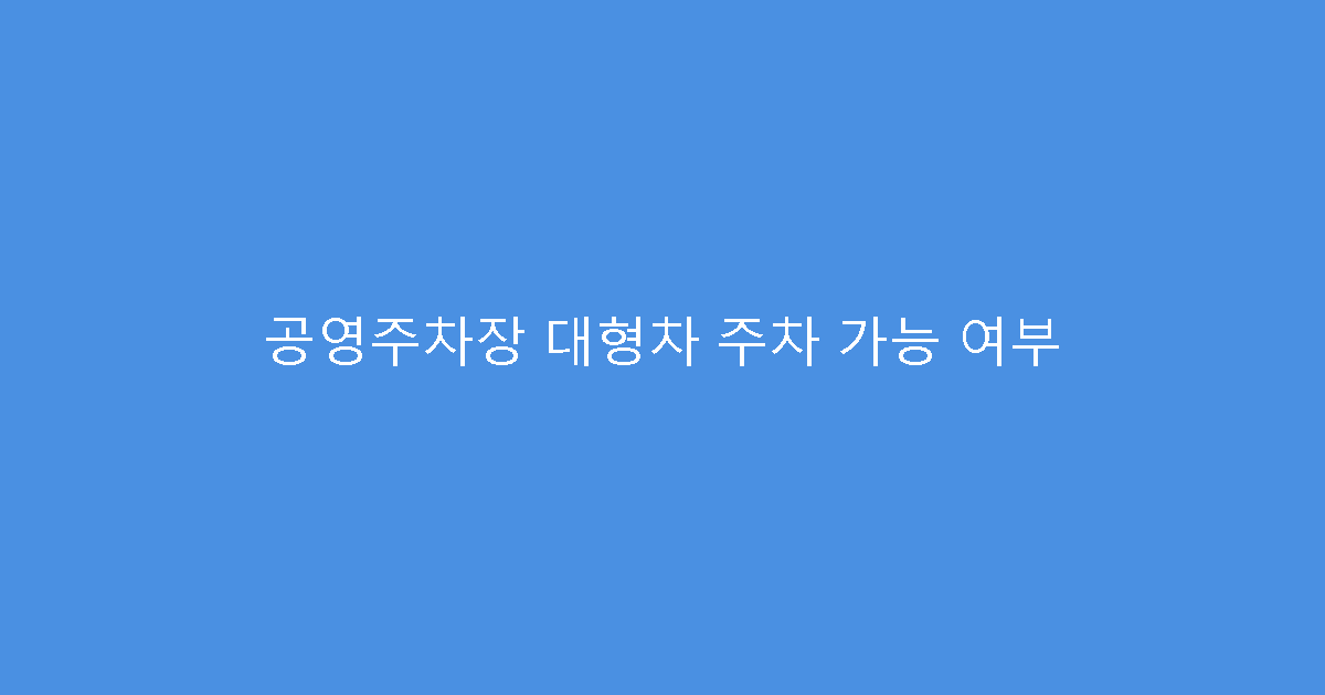 공영주차장 대형차 주차 가능 여부